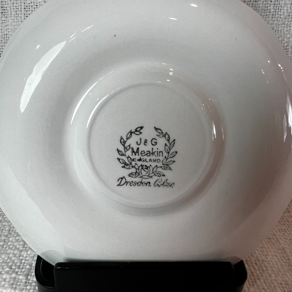 Vintage J.‎ & G. Meakin Ironstone China Tea Saucer Set 4 Dresden Blue 5.5" Plate - Picture 6 of 7